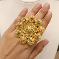Vente en gros de bagues en or micron 14K, 18K, 24K, style Dubaï, bagues de fiançailles traditionnelles turques et africaines, bagues de mode, Oro Joyeria
