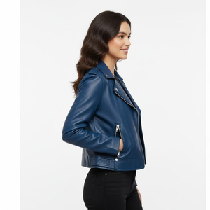 Women Custom Sheep Skin <b>Jacket</b> OEM Factory Supplier Wholesale Custom Made <b>Biker</b> Outerwear Stylish Fashion Winter Wear Casual - Product Image 4