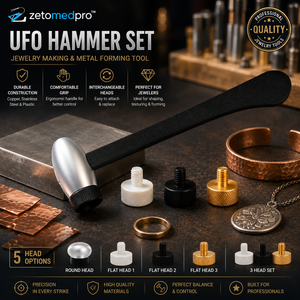 Ensemble de marteaux UFO 3 têtes interchangeables plates et rondes, outil de formage de métaux pour la fabrication de bijoux, 8,6 pouces, ZetomedPro - Product Image 2