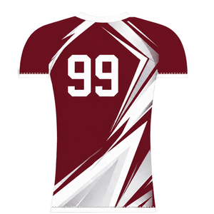 Camiseta Deportiva de Compresión, Manga Corta, Color Granate y Blanco, Cuello Redondo, Diseño Gráfico de Rayo, para Entrenamiento Atlético - Product Image 2