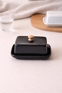 White Simple Ceramic Butter Keeper Elegant Butter <b>Storage</b> <b>Container</b> For <b>Kitchen</b> Dining Table Minimal Serveware From India - Product Image 6