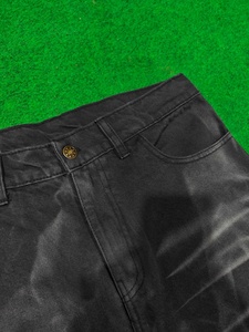 Custom Wholesale Vintage Waxed <b>Jeans</b> Men Bell Bottom Streetwear Denim <b>Jeans</b> <b>Skinny</b> Slim Fit Black Flared <b>Jeans</b> for Men - Product Image 2