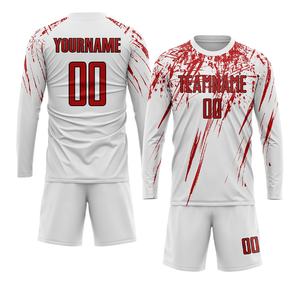 Uniformes de Fútbol Personalizados 100% Poliéster para Club, Nuevo Modelo, Conjuntos de Uniformes de Fútbol Más Vendidos en Color Blanco y Rojo - Product Image 4