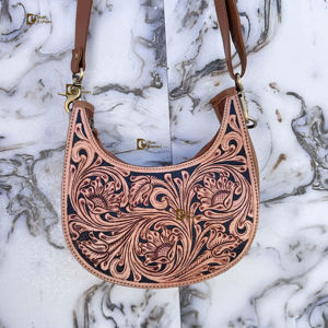 Nouveauté 2026 : Sac à main bandoulière en cuir sculpté à la main, style bohème gypsy, fait main, élégant, style western - Product Image 1