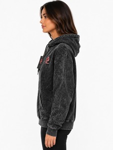Sudadera con Capucha de Punto Transpirable para Mujer, Estilo Acid Wash, Invierno, Negra, Mezcla de Algodón, Oversize, Casual, con Logotipo Bordado en la Parte Delantera - Product Image 6