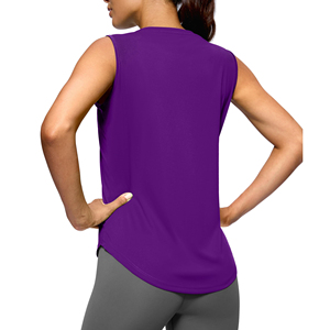 Women's <b>Purple</b> Sleeveless <b>Tank</b> <b>Top</b> Solid Color Crew Neck Knitted Casual Wear Quick Dry - Product Image 6