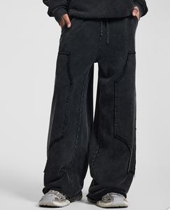 Pantalon cargo baggy en denim 100% coton délavé à l'acide, vintage, unisexe, effet soleil, streetwear, tendance, coupe large - Product Image 5