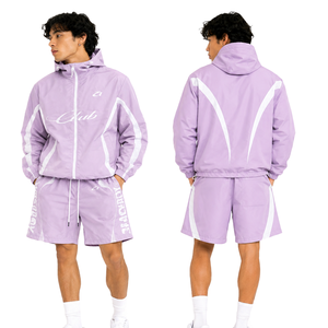 Custom High Quality Embroidery <b>Patch</b> logo <b>Shorts</b> Tracksuit Windbreaker Set Lightweight Nylon Patchwork Summer Tracksuit Hoodies - Product Image 1