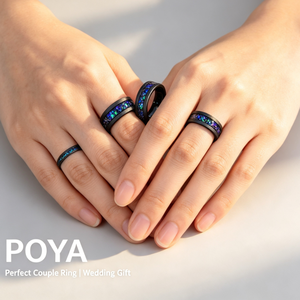 Bague en carbure de tungstène avec incrustation d'opale concassée Galaxy et finition sablée noire pour hommes et femmes, bijoux uniques en gros - Product Image 1