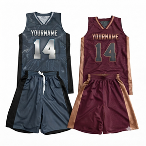 Ensemble de maillots de basket-ball unisexes personnalisés sans manches, col en V, impression sublimée, évacuation de l'humidité, 100% polyester, adulte, toutes saisons - Product Image 1