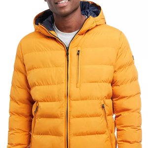 Veste matelassée unisexe orange à capuche, imperméable, respirante, écologique, personnalisable, chaude pour l'hiver, avec fermeture éclair, coupe ajustée, couleur unie - Product Image 3