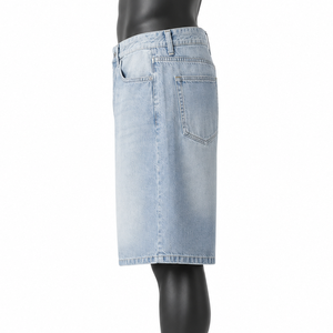 Custom Men's Baggy Denim Jorts Light Wash Jean Shorts Oversized Streetwear Denim Shorts OEM ODM Private Label Manufacturer - Product Image 4