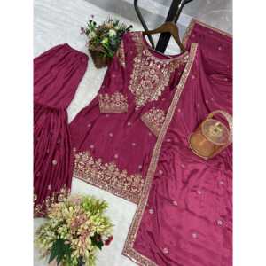 Ropa y Accesorios Musulmanes Tradicionales Elegantes - Top Sharara y Dupatta con Bordado y Lentejuelas - Product Image 3