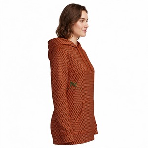 NEXTEX Unisex Diamond Print <b>Hoodie</b> Rust <b>Orange</b> All Over Geometric Pullover Kangaroo Pocket Drawstring - Product Image 2