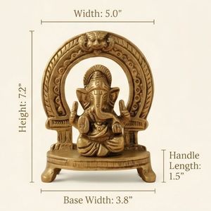 Figurine de Ganesh en laiton plaqué or de qualité supérieure, montant sur un lion, Art religieux, Objet de collection, Artisanat de moulage, Sculpture 3D - Product Image 4