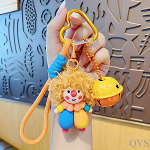 QYS Cartoon Curly Clown Plush Keychain Funny Fur Doll <b>Bag</b> Charm Cute <b>Key</b> <b>Ring</b> Gift - Product Image 3