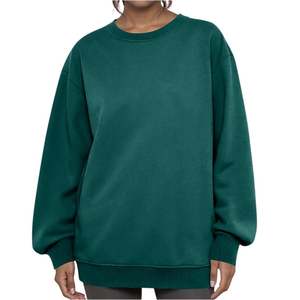 OEM Made Wholesale Women's Crewneck Sweatshirts Casual Loose 100% Cotton 380 GSM Oversized Pullover Soft Solid Fall Winter <b>Tops</b> - Product Image 5