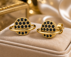 Pendientes de Saturno Chapados en Oro con Circonita, Plata de Ley 925, Joyería Delicada para Mujer, para Fiestas y Uso Diario - Product Image 5