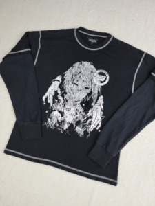 <b>Men's</b> Long Sleeve Oversized Streetwear T-<b>Shirt</b> With Character Print O-Neck Knitted Cotton Contrast Trim With <b>thermal</b> Sleeves - Product Image 2