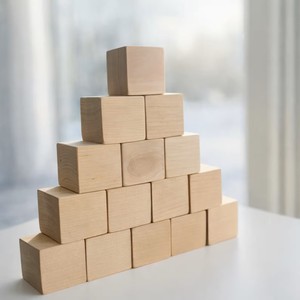 Omar Creations Blocs carrés en bois de hêtre non finis de 1,5 cm, 2 cm, 2,5 cm, 3 cm, couleur personnalisée, style antique, pour l'artisanat des enfants - Product Image 1