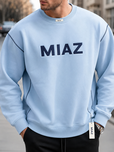 เสื้อสเวตเชิ้ตคอกลมสีดำสำหรับผู้ชาย MIAZ ทรงปกติ สีพื้น เรียบง่าย สวมใส่สบาย เหมาะสำหรับฤดูหนาว ไม่หดตัว แห้งเร็ว รับสั่งทำ - Product Image 3