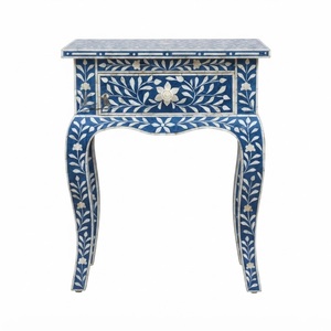 Nueva Mesa de Centro Redonda con Incrustaciones de Hueso, Mesa Auxiliar Geométrica de Mosaico Blanco y Negro Hecha a Mano, Precio Directo de Fábrica, Muebles para el Centro de la Sala - Product Image 3