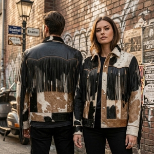 Fabricante Mayorista de Chaquetas de Cuero Auténtico de Piel de Vaca Personalizadas, Proveedor de Abrigos de Piel con Flecos Estilo Western para Hombre - Product Image 5