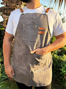 Delantal de Trabajo Profesional de Lujo en Lona y Cuero con Cremallera, Ajustable, con Tirantes Cruzados para Chef, Barista, Barbero, Carpintero, para Herramientas y Equipo - Product Image 5