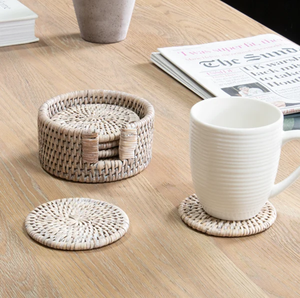 Sous-verres tendance en rotin tressé à la main, isolants pour boissons chaudes - Product Image 4