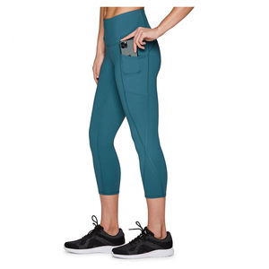 Leggings de yoga taille haute couleur unie, longueur intégrale, respirants, en Spandex et Nylon, sans coutures, avec design de surpiqûres contrastées - Product Image 6