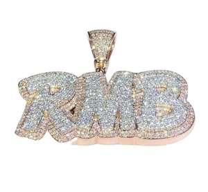 Colgante de Lujo con Letra RMB en Forma de Diamante, Joyería Hip Hop con Moissanita, Amuleto Personalizado con Nombre Brillante - Product Image 6