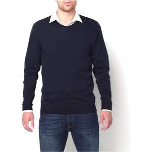 Pull à col en V surdimensionné pour homme, collection personnalisée, tricot, manches longues, logo imprimé, décontracté (gris chiné M) - Product Image 4