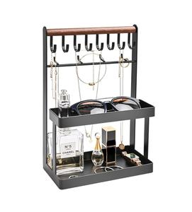 Organizador de Joyas de Dos Niveles con Paneles para Pendientes, Ganchos para Collares, Barras para Pulseras, Bandeja de Almacenamiento Antienredos y Ahorro de Espacio - Product Image 5