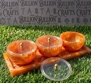 Ensemble de bols à collation en résine vert émeraude à motifs tourbillonnants, prix d'usine, plateau de service à trois compartiments pour fruits secs - Product Image 4