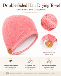 Chapeau de séchage pour cheveux en microfibre réutilisable, doux, léger, à séchage rapide, épaissi, double face, mains libres - Product Image 3