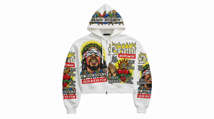 <b>Men's</b> <b>Orange</b> Zip-Up Hoodie Crop Fit Streetwear Printed Design Oversized Hooded <b>Sweatshirt</b> - Product Image 5