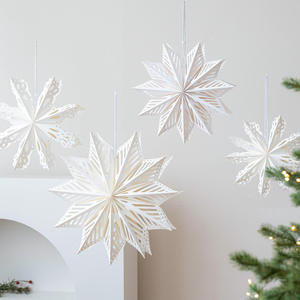 White Paper Snowflake Christmas <b>Decorations</b> Hanging Ornament Traditional Holiday Craft <b>Star</b> Shape Decor - Product Image 1