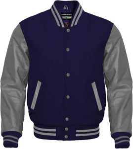 Wholesale Custom <b>Men</b> Wool Varsity <b>Jacket</b> Real <b>Leather</b> Sleeve High Quality Heavyweight Letterman <b>Jackets</b> WVJ-0019D - Product Image 5