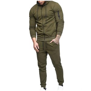 tracksuit for man 100% cotton Sweat suits 2 Piece Long Sets Fall Winter Pullover <b>Hoodie</b> Tracksuits Patchwork Kangaroo Pocket - Product Image 3