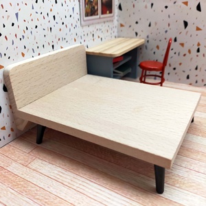 1:12ขนาดเล็กทันสมัยเตียงคู่สำหรับทุกเพศเฟอร์นิเจอร์ของเล่นสำหรับตกแต่งบ้านตุ๊กตา - Product Image 2