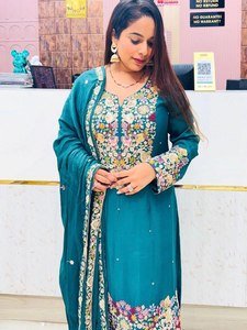 Women Embroidered Salwar Kameez Sharara Suit Heavy <b>Sequin</b> Traditional Dress for Wedding Party Diwali - Product Image 1