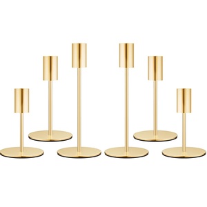 Natural Gold Taper Candle Holders Candlestick Stand Decor Candle Stick for <b>Table</b> or Mantel Centrepiece Wedding and Dinning - Product Image 1