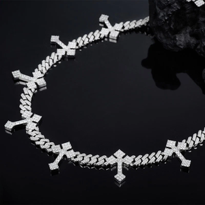 Luxury Moissanite <b>Cross</b> Cuban Link Necklace 925 Silver Rhodium Plated Iced Out Statement <b>Chain</b> Jewelry Gift for Women <b>Men</b> - Product Image 5