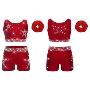 Traje de baile de gimnasia para niñas de 6 a 16 años, <span class=keywords><strong>chaleco</strong></span> con pantalones cortos y banda para el <span class=keywords><strong>pelo</strong></span> para práctica de acrobacias, entrenamiento, espectáculo escolar - Product Image 5