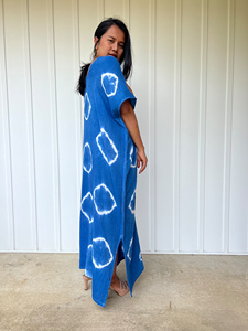 Double Gauze Cotton <b>Kaftan</b> Dress Unique Dyed Boho <b>Kaftan</b> Relaxed Fit Summer Dress Beach Cover Up Vacation Wear - Product Image 4