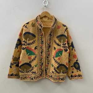 Chaqueta de terciopelo Suzani para mujer, vestidos casuales, abrigo bordado para fiesta, estilo bohemio hippie, chaqueta corta con forro interior de algodón - Product Image 1