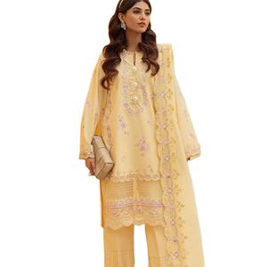 Fab Zone's último diseñador de alta calidad Algodón pesado Faux Georgette bordado en relieve secuencia trabajo Salwar traje señoras - Product Image 1