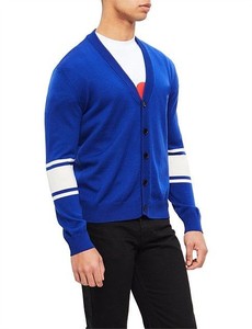 Cardigan bleu pour homme, col en V, haute qualité, manches longues, couleur unie, idéal pour les écoles et les universités, avec logos personnalisés - Product Image 3