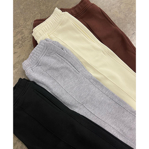 Pantalon de survêtement ample et formel à taille haute en molleton épais, grande taille, coupe-vent, délavé à l'acide, gris foncé, 100% coton, respirant, séchage rapide - Product Image 4