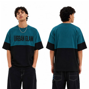 Camiseta Urbana Glam con Bloques de Color, Oversize, Manga Corta, Cuello Redondo, para Hombre, Informal, de Algodón, con Relieve - Product Image 6